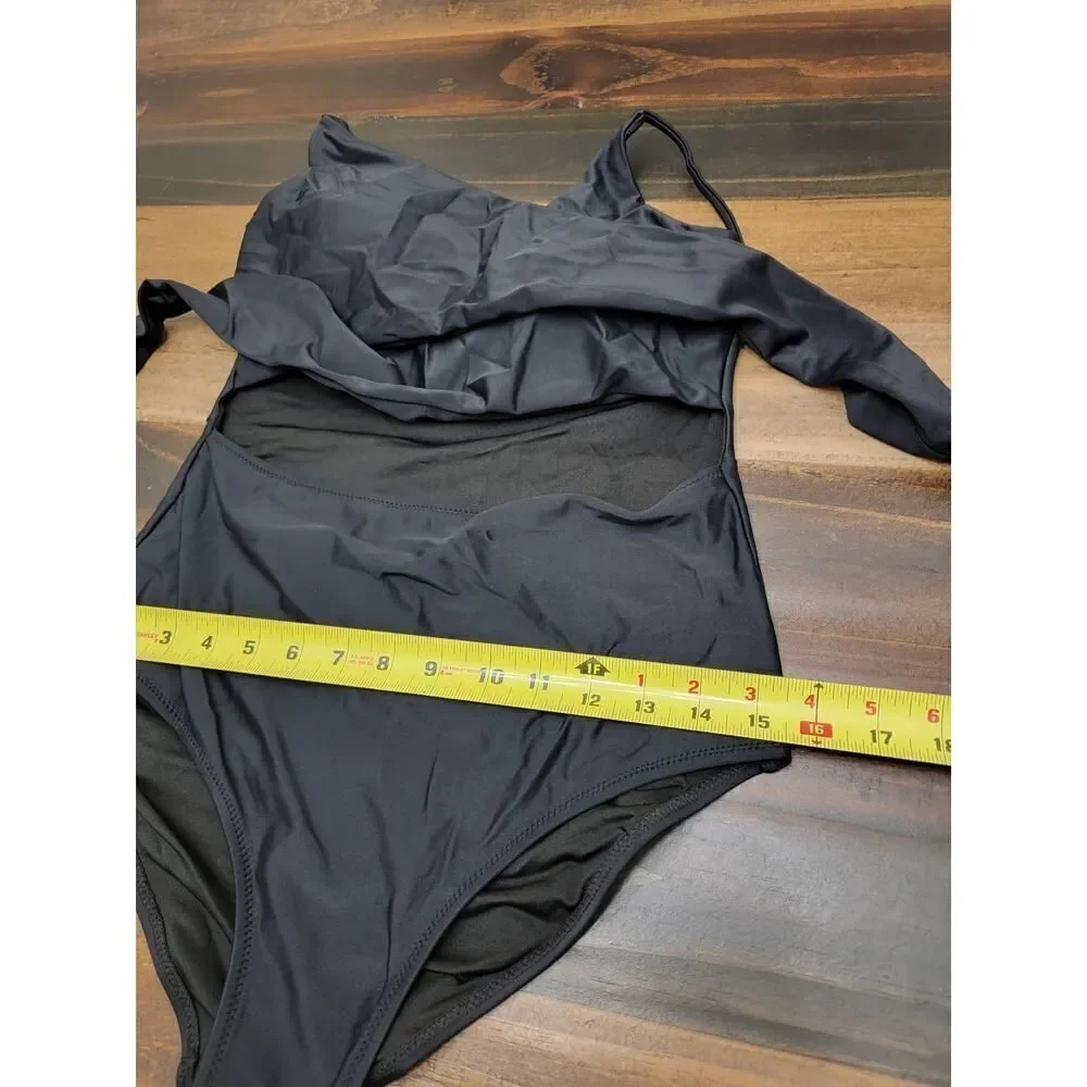 True Wrap Cut Out Bathing Suit V Neck Adjustable Straps Padded Back Tie Size M